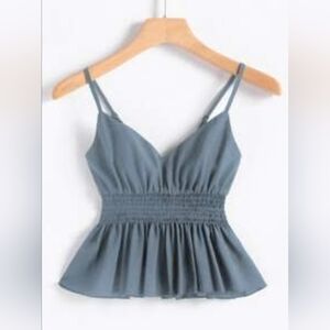 SHEIN Light Blue Smocked Camisole - Medium